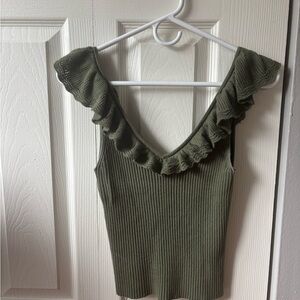 GAP Sage Green Ruffle Tank Top
